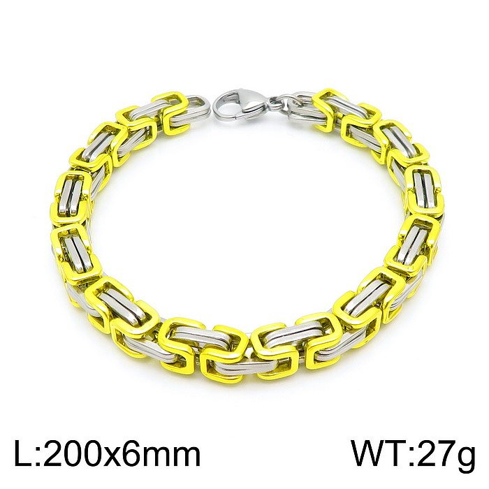 Hip-Hop Rock Color Block Stainless Steel Titanium Steel Bracelets Necklace