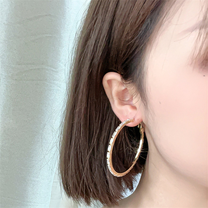 1 Pair Glam Exaggerated Luxurious Round Plating Inlay Copper Zircon Rose Gold Plated White Gold Plated Gold Plated Earrings