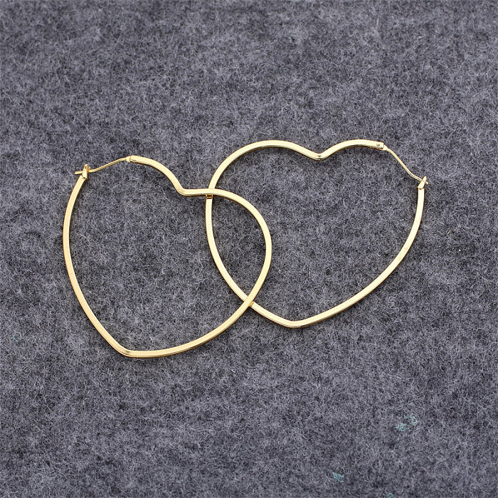 1 Pair Simple Style Classic Style Heart Shape Plating Copper Gold Plated Earrings