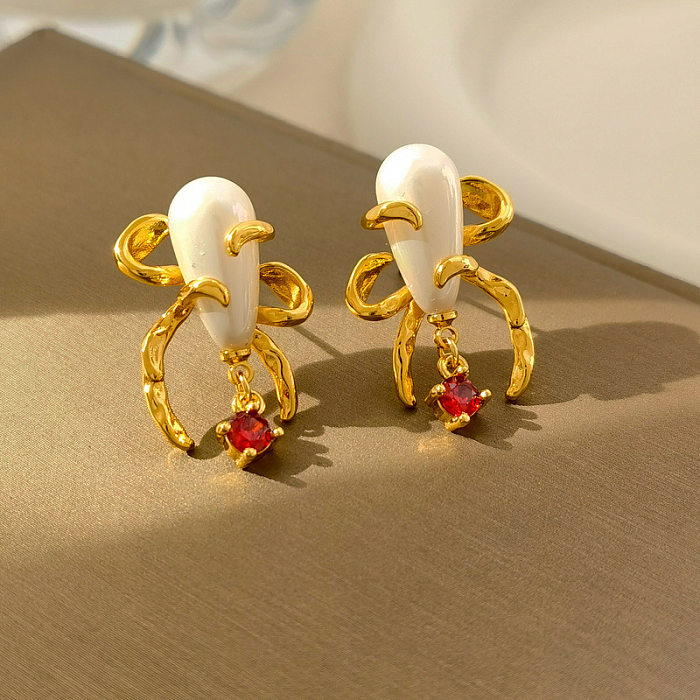 1 Pair Lady Geometric Copper Plating Artificial Pearls Earrings