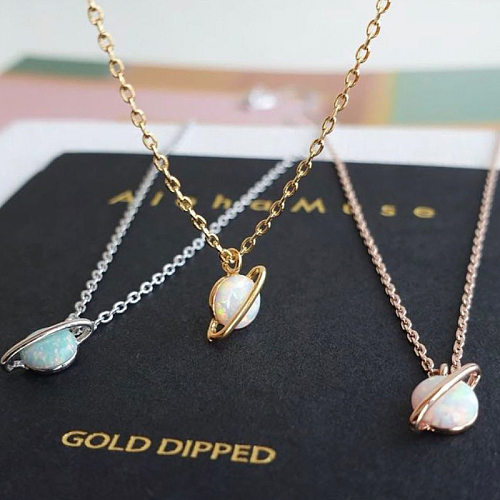 Collier avec pendentif en opale et incrustation de placage de cuivre Fashion Planet, 1 pièce