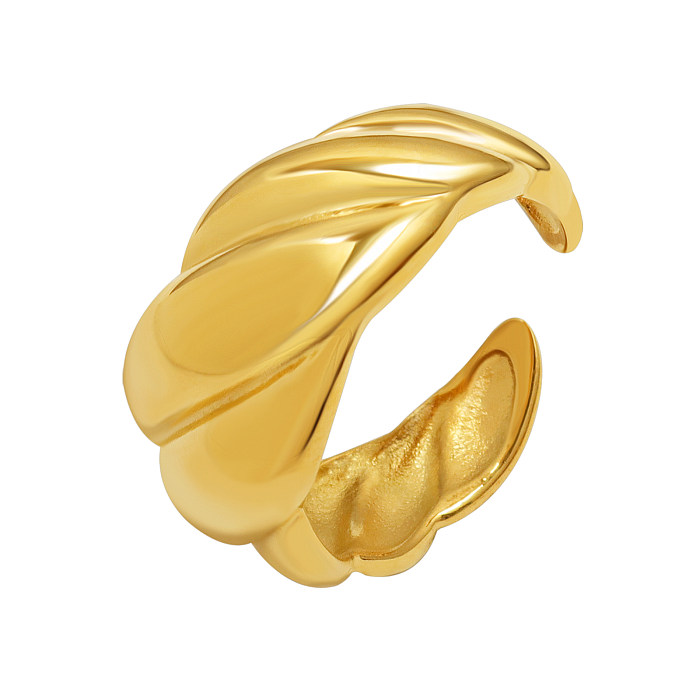 O estilo simples comuta anéis chapeados ouro Titanium do chapeamento de aço 18K da listra