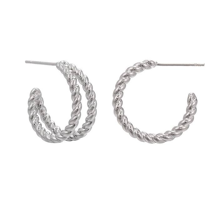 Retro C-shaped Twist Copper Earrings Wholesale jewelry