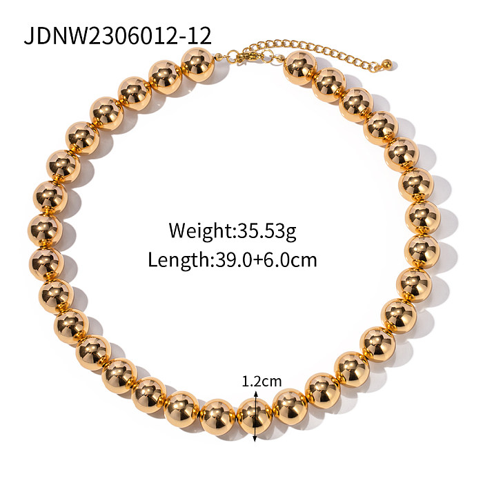 Elegant Retro Solid Color Stainless Steel Beaded Bracelets Necklace