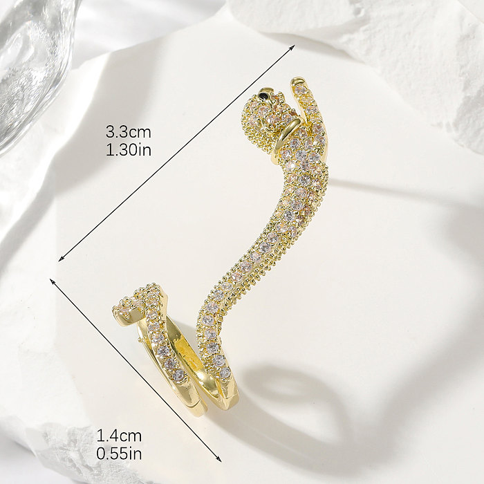 1 Piece Classic Style Animal Plating Inlay Copper Zircon 14K Gold Plated Ear Studs