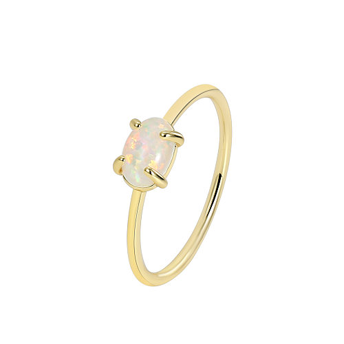 Fashion Oval Copper Plating Inlay Artificial Gemstones Rings 1 Piece