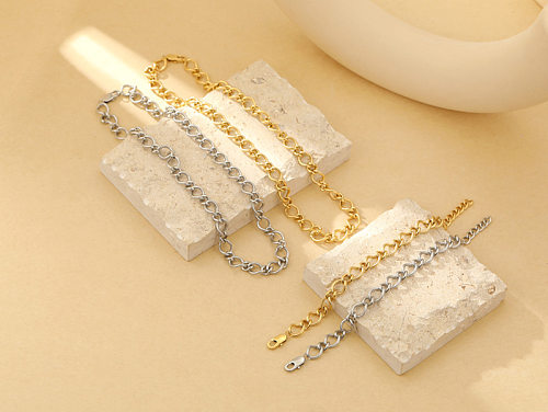 Elegante Retro-Damen-Armband-Halskette mit geometrischer Edelstahl-Beschichtung