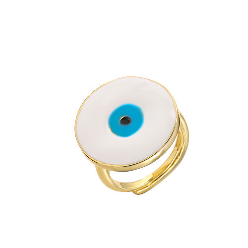 Fashion Geometric Devil'S Eye Open Ring Copper Rings