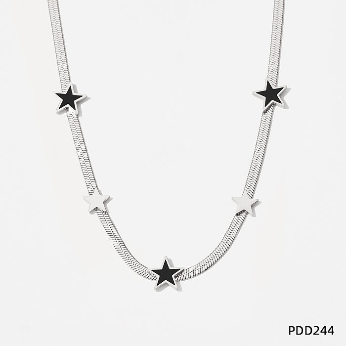 Colar de pulseiras de aço titânio com estrela de estilo clássico por atacado em aço inoxidável