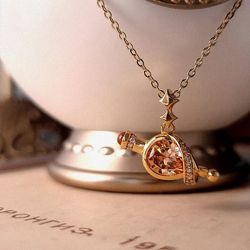 Simple Style Solid Color Copper Zircon Pendant Necklace In Bulk