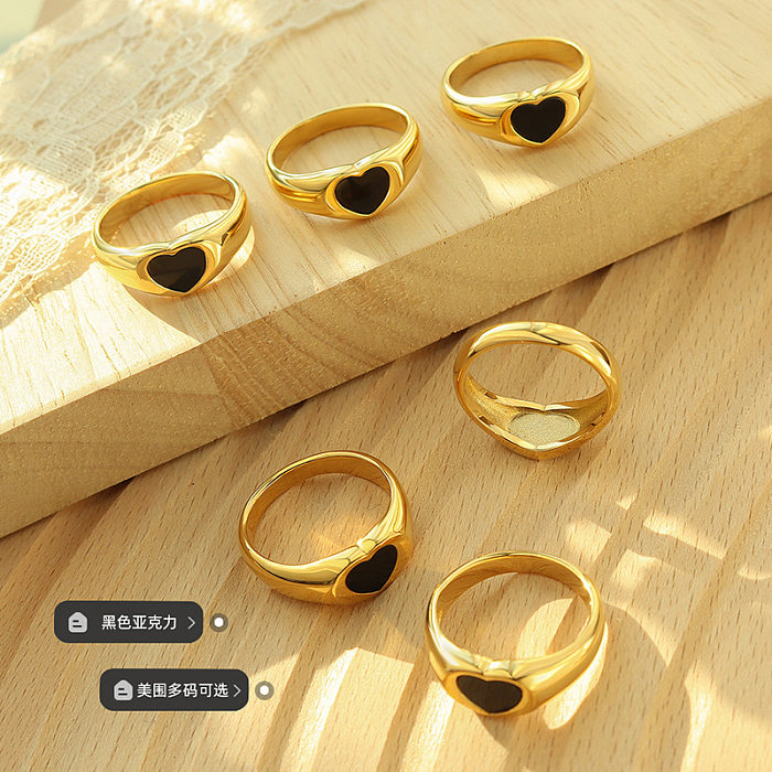 European And American Black Heart Ring Fashion Finger Ring Titanium Steel Ring