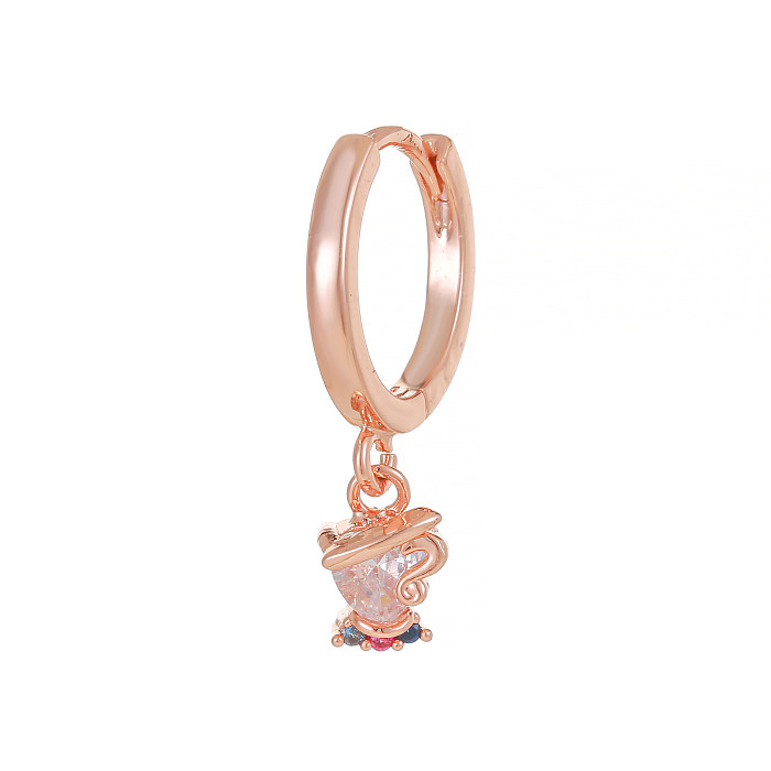 1 Piece Princess Cute Human Animal Plating Inlay Brass Zircon 18K Gold Plated Drop Earrings