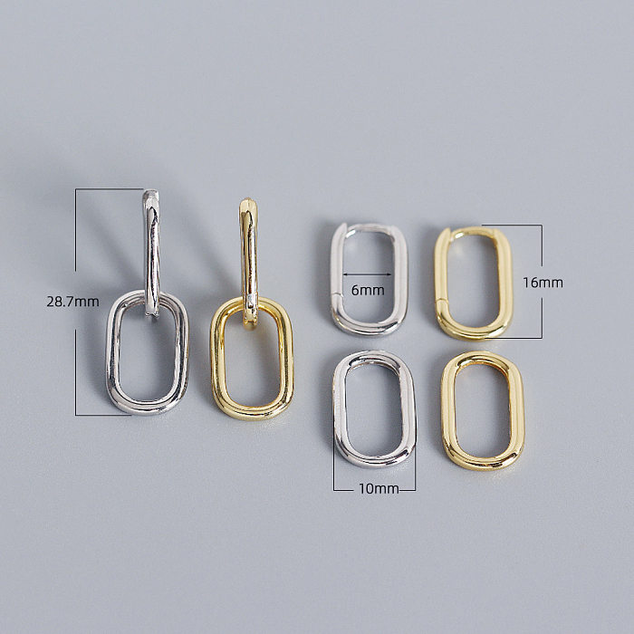 1 Pair Simple Style Oval Copper Plating 18K Gold Plated Drop Earrings