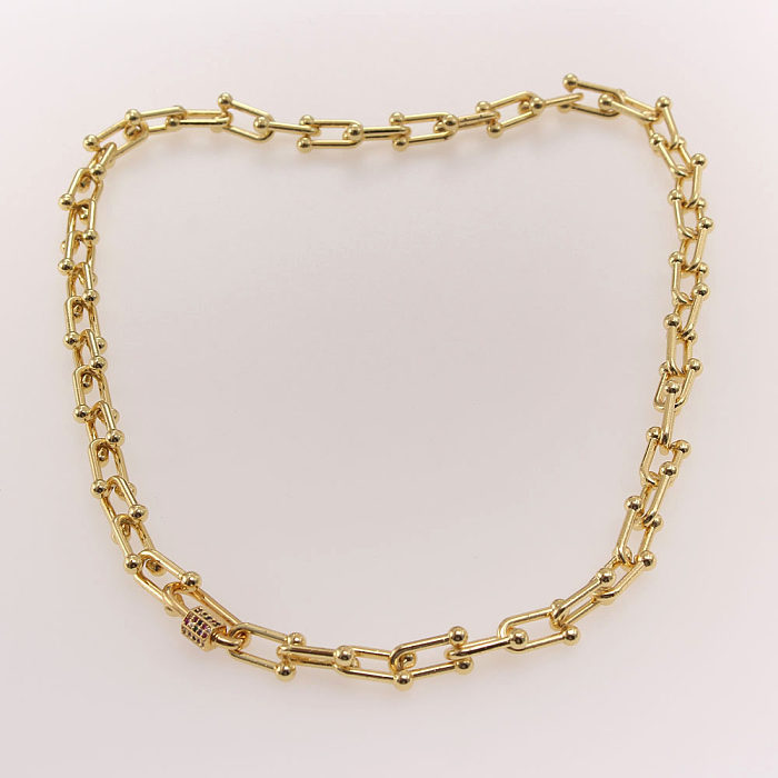 Collar de pulseras chapado en oro con incrustaciones de cobre, color sólido, punk, estilo vintage