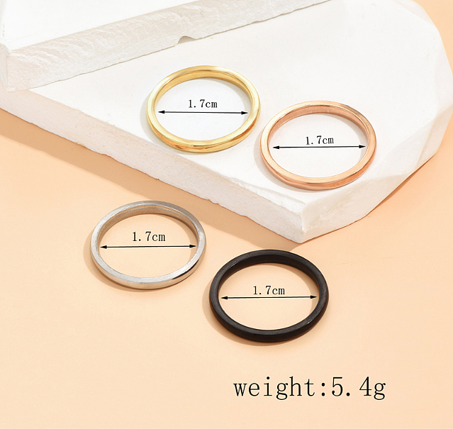 Anéis de aço inoxidável de cor sólida de estilo simples e moderno