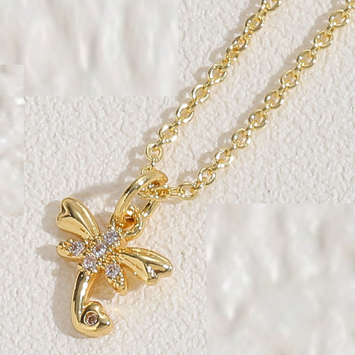 Sac en cuivre doré papillon libellule pendentif clavicule chaîne femme Amazon nouveau 14K or véritable minorité Simple collier ornement