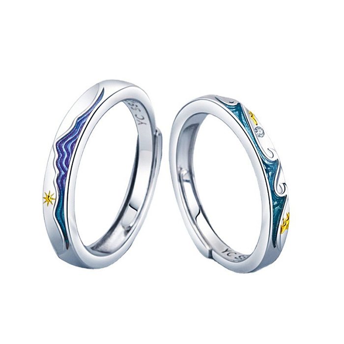 Anéis de gema embutidos em epóxi de cobre Fashion Waves 1 peça