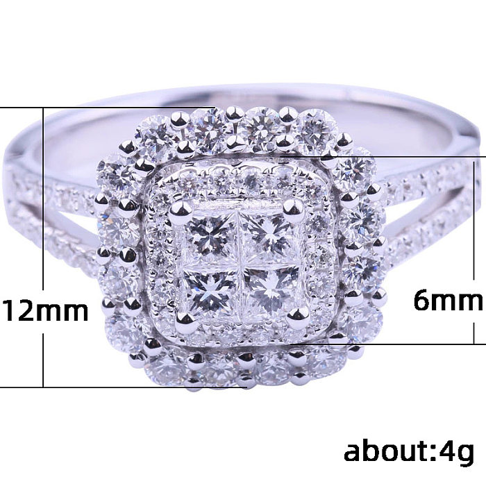 Nuevo anillo de boda clásico de cobre con microincrustaciones de circonita para mujer, joyería de mano al por mayor