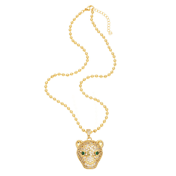 Collier avec pendentif en Zircon plaqué or 18 carats, style Hip-Hop, Animal exagéré, en cuivre, en vrac