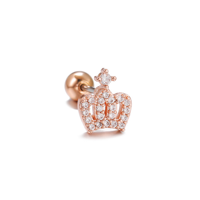 1 Piece Simple Style Flower Plating Inlay Brass Zircon 18K Gold Plated White Gold Plated Ear Studs