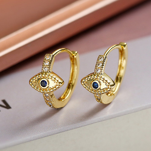 1 Pair Simple Style Streetwear Commute Devil'S Eye Plating Inlay Copper Zircon 18K Gold Plated Earrings