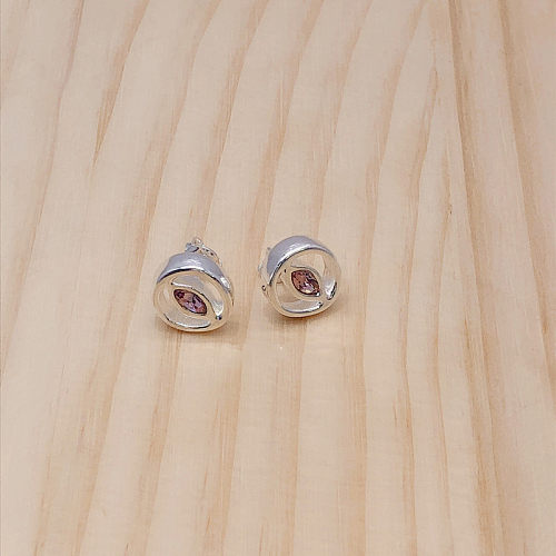 IG Style Eye Copper Plating Inlay Zircon Silver Plated Rings Earrings Necklace