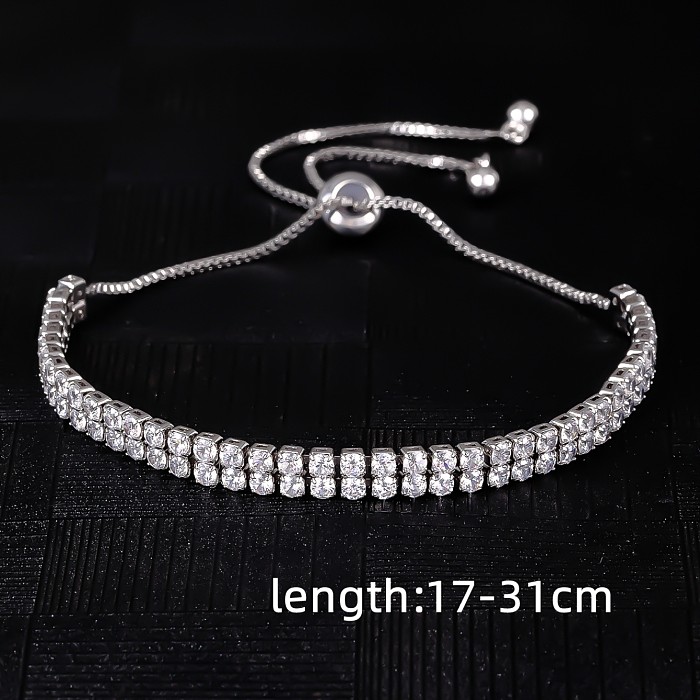 Casual Simple Style Geometric Copper Plating Inlay Zircon White Gold Plated Gold Plated Bracelets
