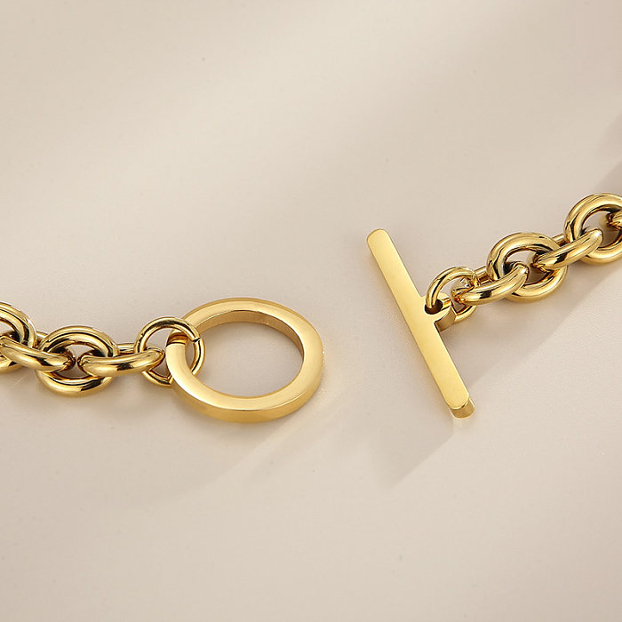 Modische geometrische Armbänder mit Halskette aus Edelstahl, 1 Set
