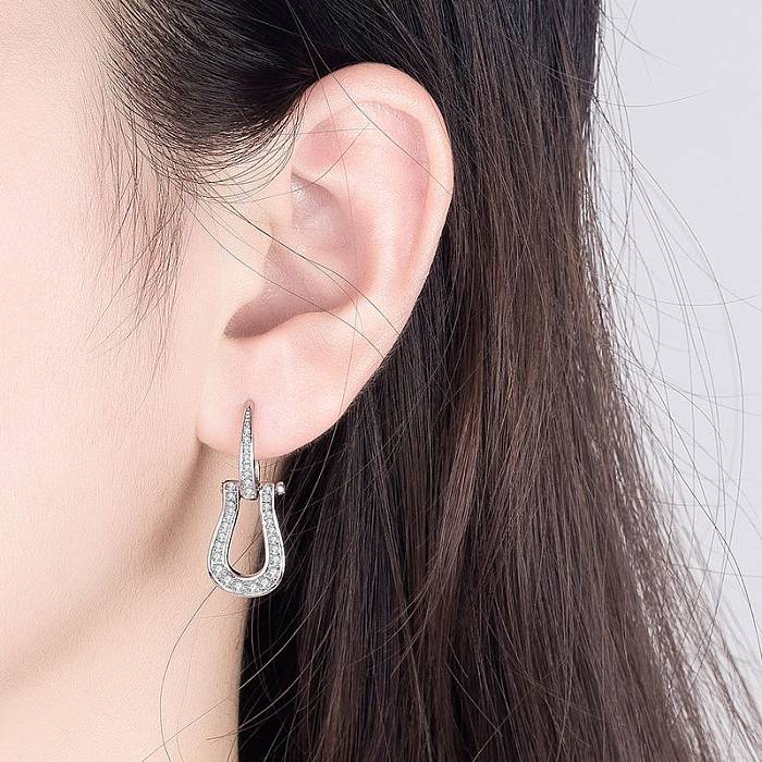 1 Pair Novelty U Shape Water Droplets Plating Inlay Copper Zircon Drop Earrings