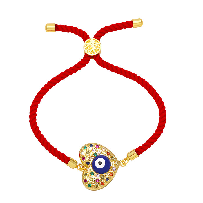 Bracelets plaqués or 18 carats en Zircon, Style IG, œil du diable, corde en forme de cœur, incrustation de cuivre