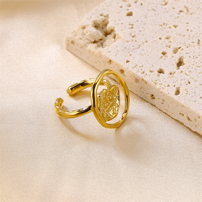 Retro Classic Style Round Solid Color Stainless Steel Open Rings