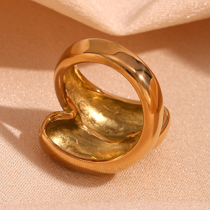 Einfacher einfacher Stil, klassischer geometrischer Stil, Ringe aus Edelstahl mit 18-Karat-Vergoldung