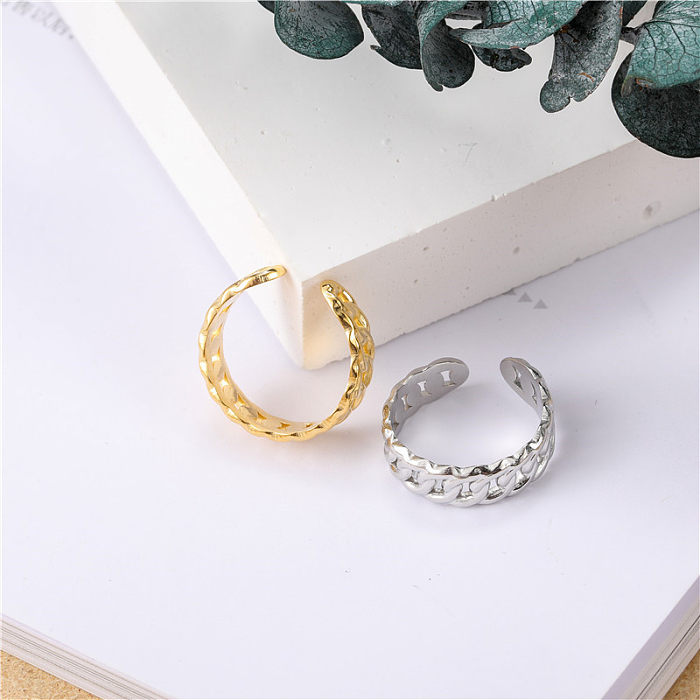 Simple Style Commute Solid Color Stainless Steel Open Rings