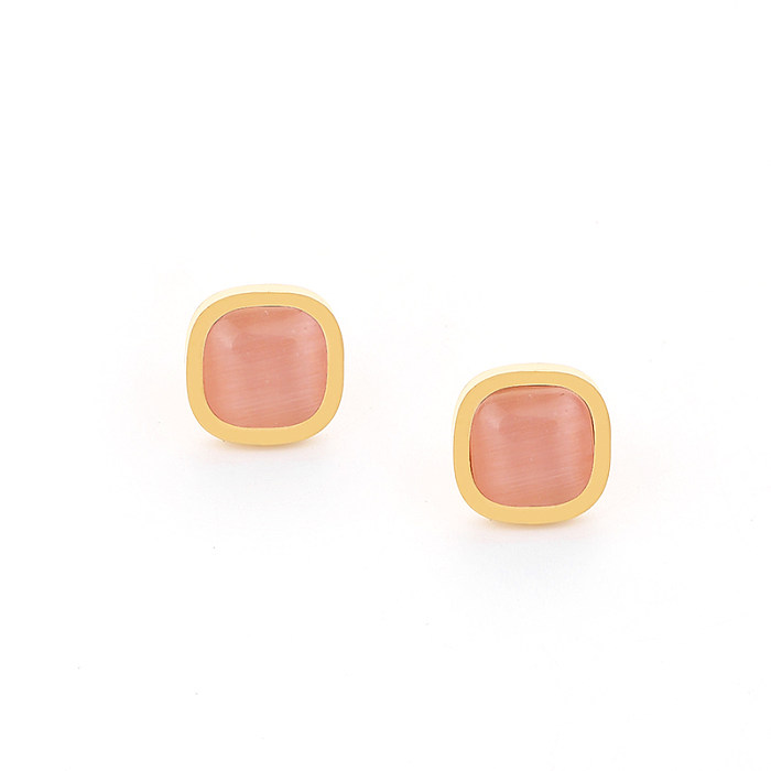 Elegante quadratische Opal-Titan-Stahlringe-Ohrring-Halskette