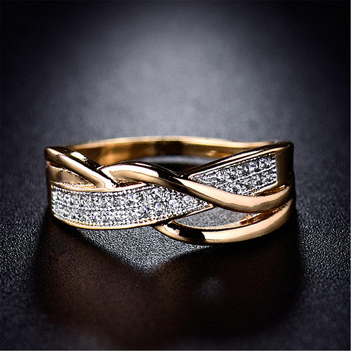 Simple Style Solid Color Copper Inlay Zircon Rings