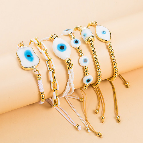 Classic Style Devil'S Eye Rope Copper Enamel Bracelets 1 Piece