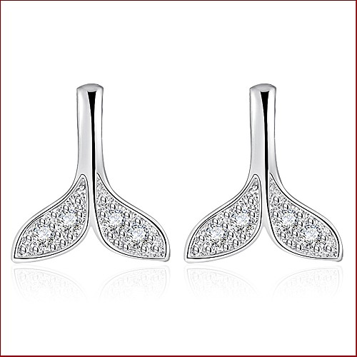 Fashion Diamond-studded Fishtail Female Simple Copper Earrings Gifts