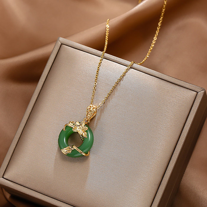 Simple Style Animal Heart Shape Titanium Steel Copper Plating Inlay Zircon Pendant Necklace