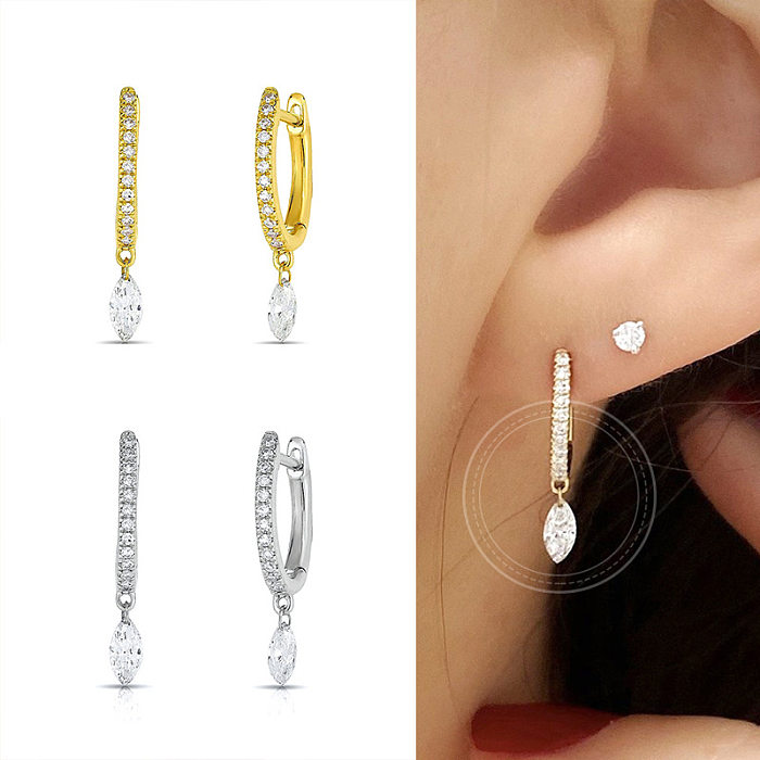 Creative Drop-shaped Zircon Earrings Fashion Simple Geometric Wild Ear Hoop Earrings