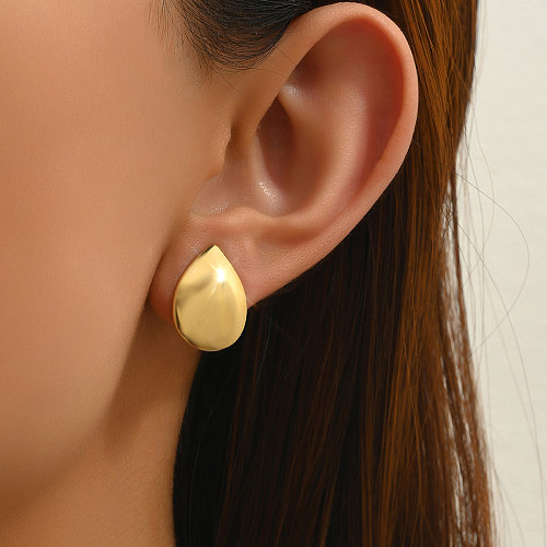 1 Pair Simple Style Commute Water Droplets Plating Copper 18K Gold Plated Ear Studs