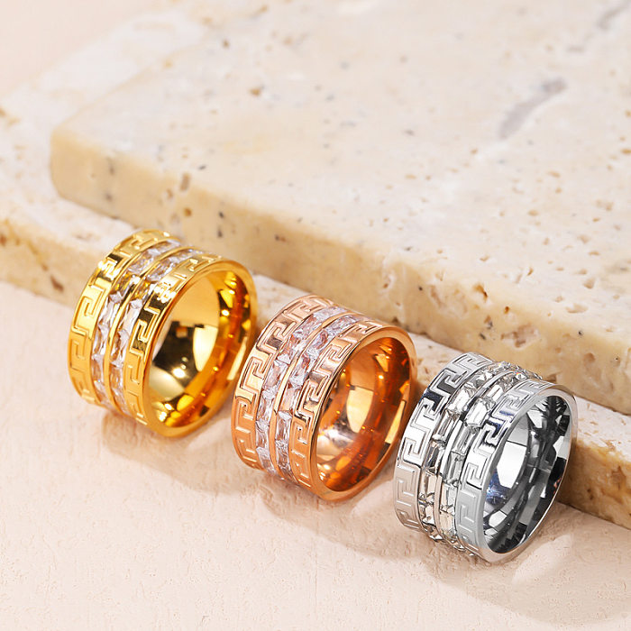 Classic Style Solid Color Titanium Steel Artificial Gemstones Rings In Bulk