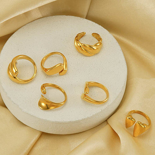 IG Style Geometric Stainless Steel Plating 18K Gold Plated Open Ring