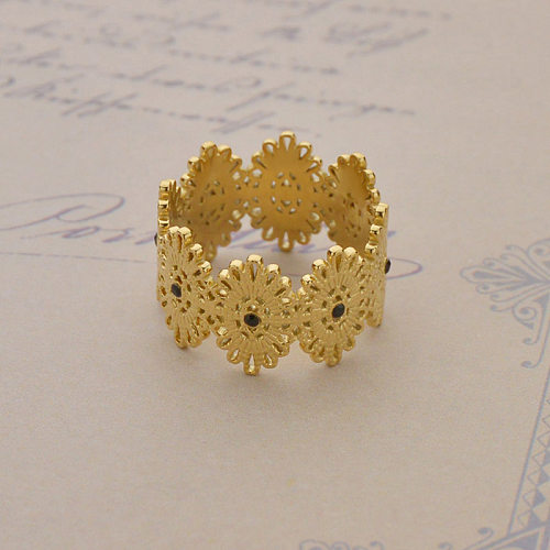 Anillo abierto geométrico de acero inoxidable a la moda, anillos de acero inoxidable con diamantes artificiales