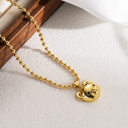 Collar de pulseras chapado en oro de 18 quilates con cadena de cuentas de cobre de osito dulce estilo IG