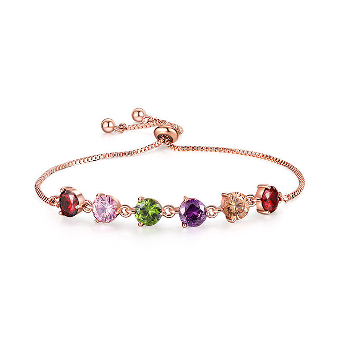 Sweet Square Water Droplets Copper Inlay Zircon Rose Gold Plated Bracelets