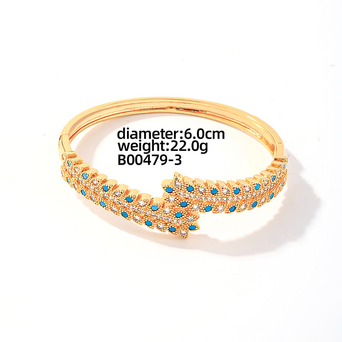 Pulseras de anillos chapadas en oro con incrustaciones de cobre redondo elegante informal