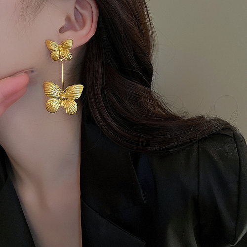 1 Pair Sweet Butterfly Copper Plating Copper Drop Earrings