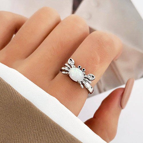 Fashion Crab Copper Plating Inlay Glass Stone Zircon Open Ring 1 Piece