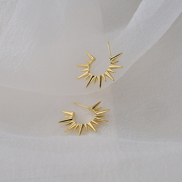 New Style Copper Plating 18K Gold Star C-shaped Earrings