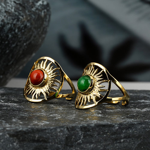 Fashion New Stainless Steel Adjustable Female Hollow Sun Flower Open Ring